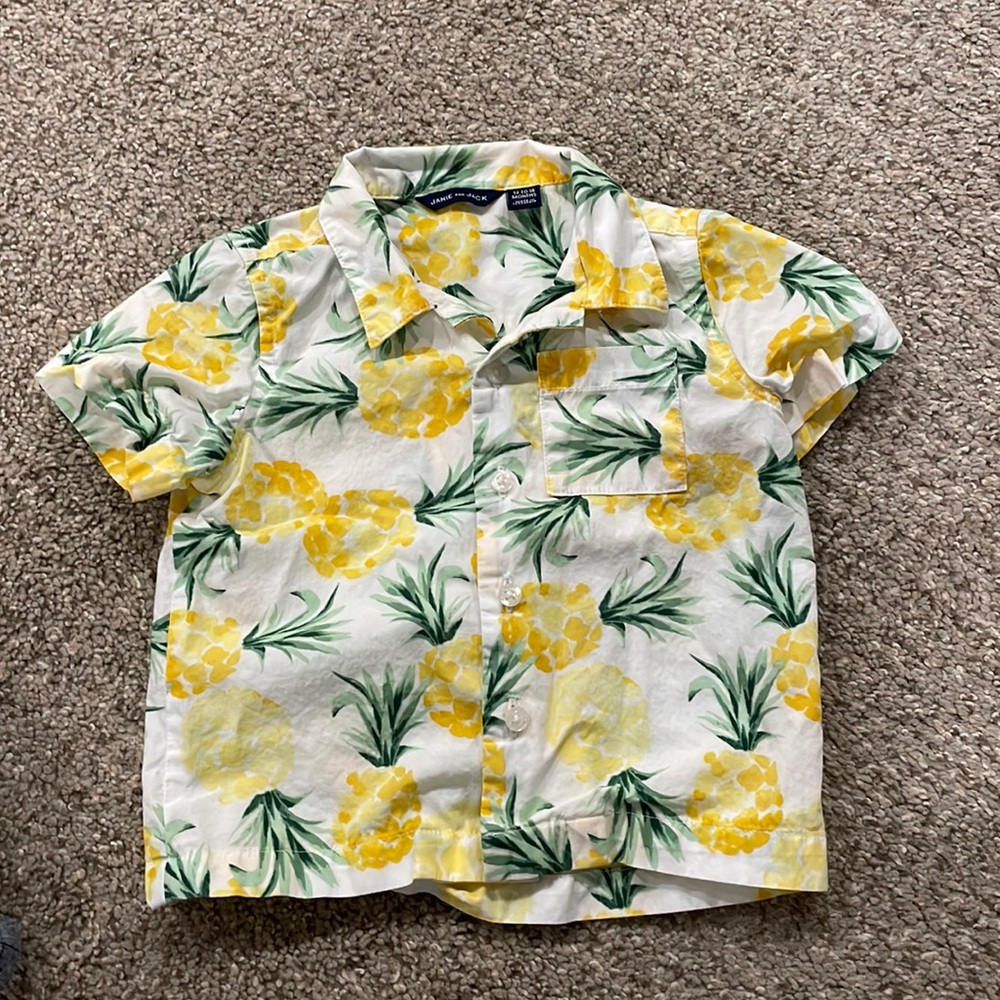 Janie and Jack Pineapple Button Down Short Sleeve Shirt